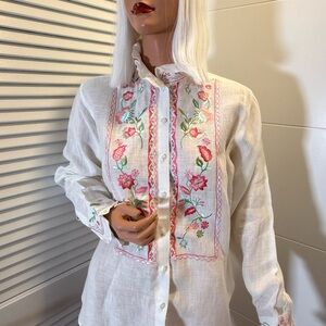 Bella Tu by Gorsuch Floral Embroidered White Blouse large